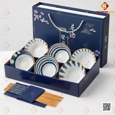 Bộ 6 chén sứ họa tiết độc đáo 2 chén sứ