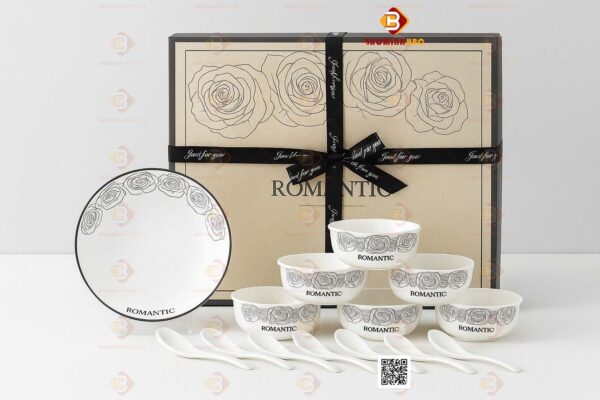 Bộ chén dĩa bằng sứ 14 món 2 chén dĩa