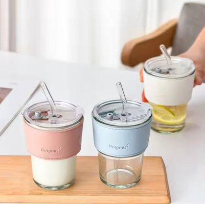 Ly thủy tinh kèm ống hút 5 ly thủy tinh kèm ống hút