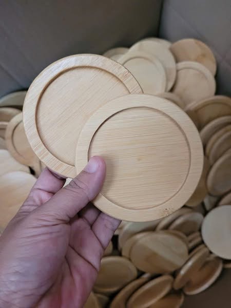 Lót Ly Tre Khắc Logo Thương Hiệu 2 ly lót tre