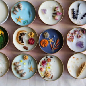 Nến Thơm Handmade Trang Trí Hoa Khô 3 nến thơm