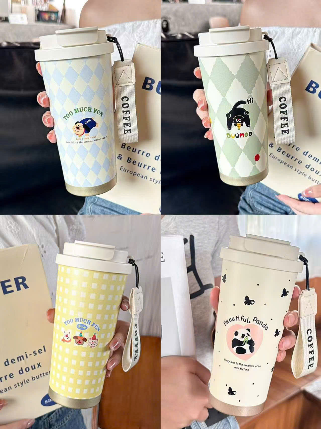 Ly Giữ Nhiệt Họa Tiết Dễ Thương 2 Ly Giữ Nhiệt Họa Tiết Dễ Thương