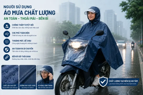 Kiểm tra chất lượng áo mưa trước khi xuất xưởng