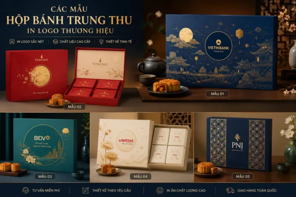 Các mẫu hộp bánh trung thu in logo thương hiệu.