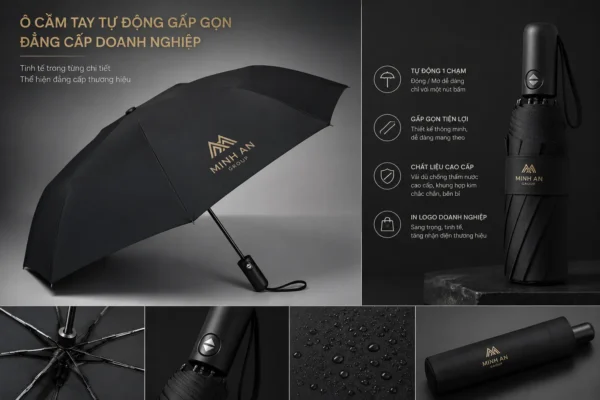 Ô cầm tay t�?động gấp gọn in logo doanh nghiệp cao cấp