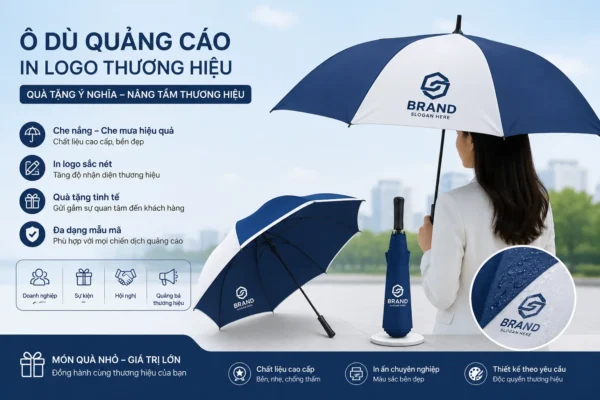 Ô dù quảng cáo in logo thương hiệu làm quà tặng khách hàng