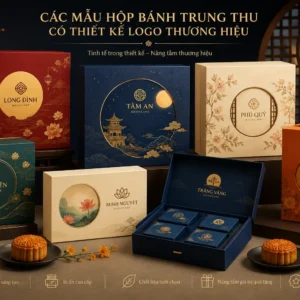 Các mẫu hộp bánh trung thu có thiết kế logo thương hiệu.
