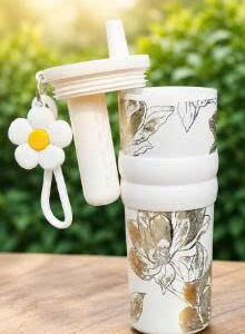 Ly Giữ Nhiệt Hoa Vàng Kèm Ống Hút 710ml