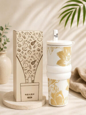 Ly Giữ Nhiệt Hoa Vàng Kèm Ống Hút 710ml 5 Ly Giữ Nhiệt Hoa Vàng Kèm Ống Hút 710ml
